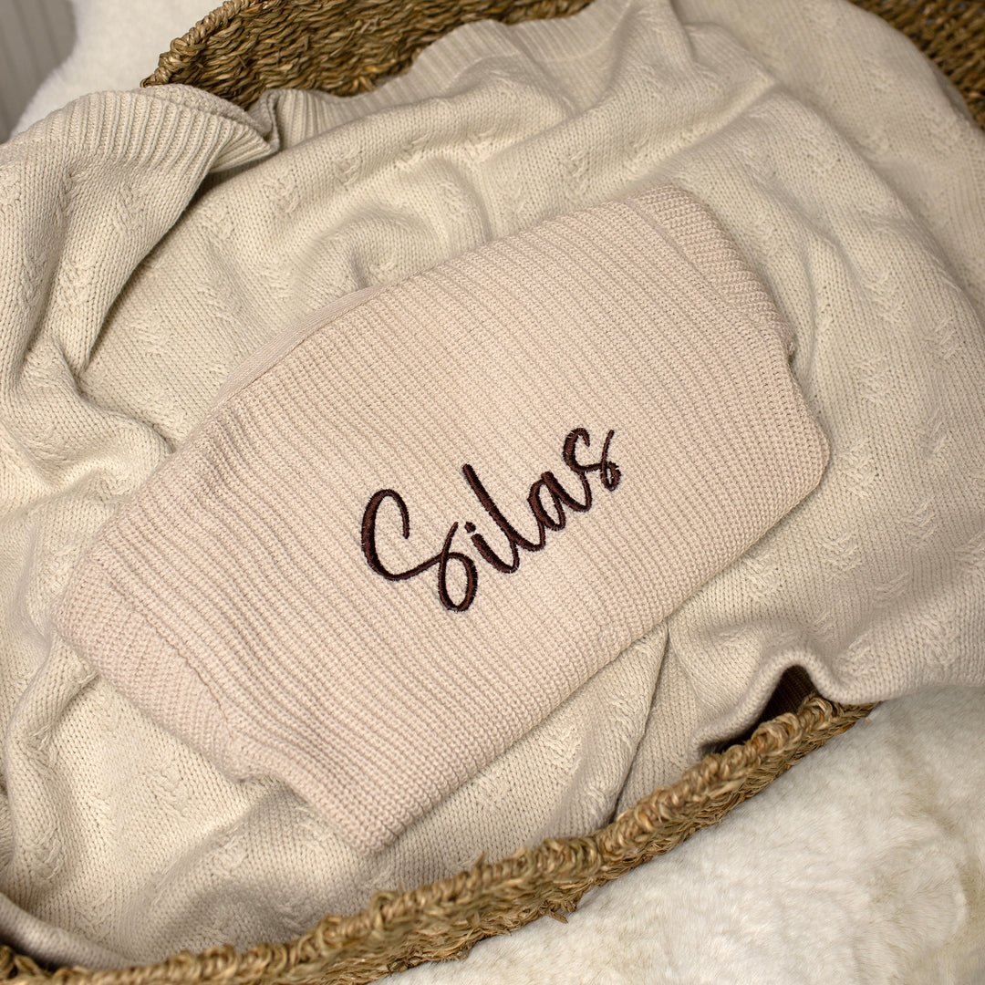Mabel & Fox - Personalised Knitted Cardigan - Taupe - Mabel & Fox