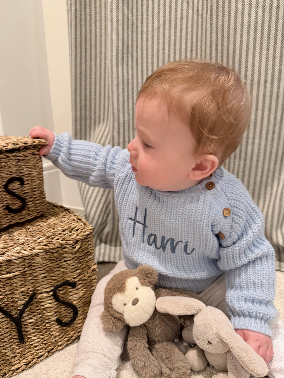 Mabel & Fox - Personalised Knitted Jumper - Blue - Mabel & Fox