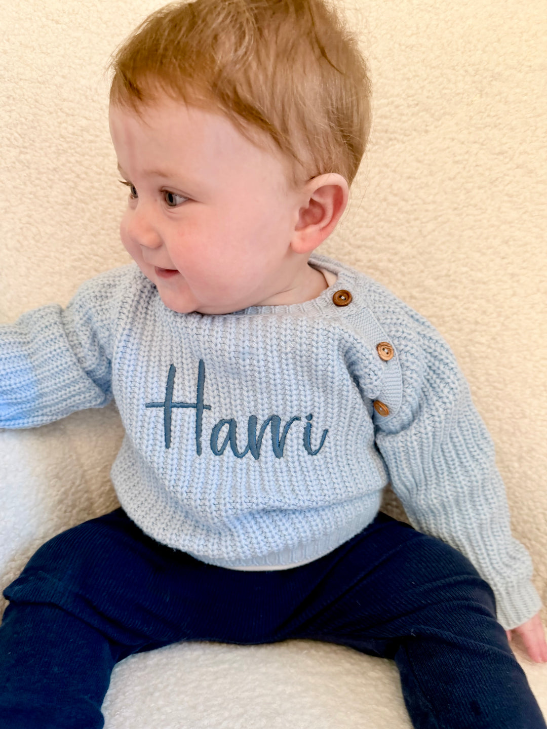 Mabel & Fox - Personalised Knitted Jumper - Blue - Mabel & Fox