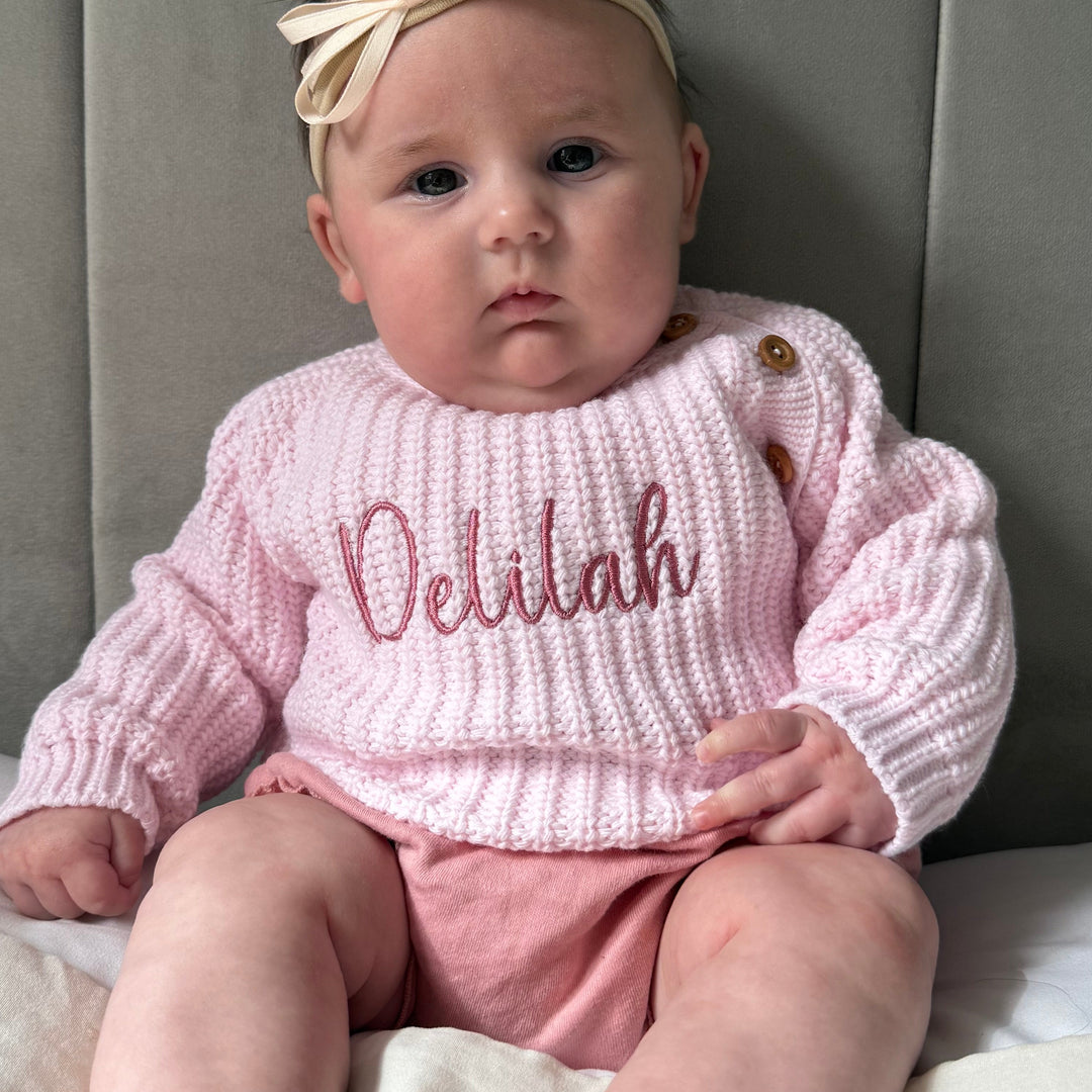 Mabel & Fox - Personalised Knitted Jumper - Pink - Mabel & Fox