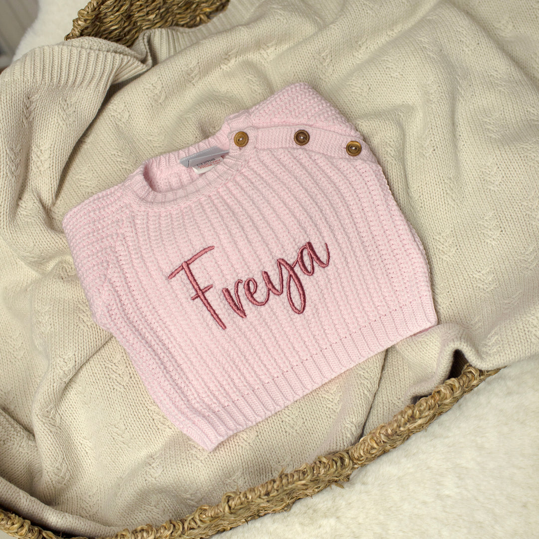 Mabel & Fox - Personalised Knitted Jumper - Pink - Mabel & Fox