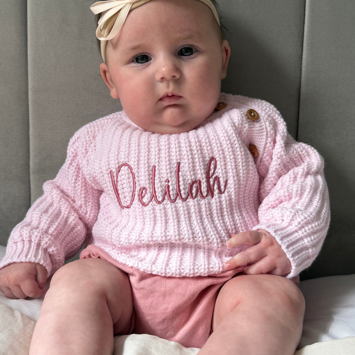 Mabel & Fox - Personalised Knitted Jumper - Pink - Mabel & Fox