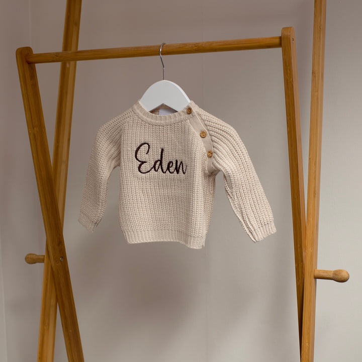 Mabel & Fox - Personalised Knitted Jumper - Taupe - Mabel & Fox