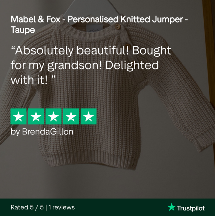 Mabel & Fox - Personalised Knitted Jumper - Taupe - Mabel & Fox
