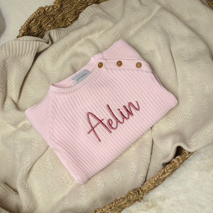 Mabel & Fox - Personalised Knitted Romper - Pink - Mabel & Fox