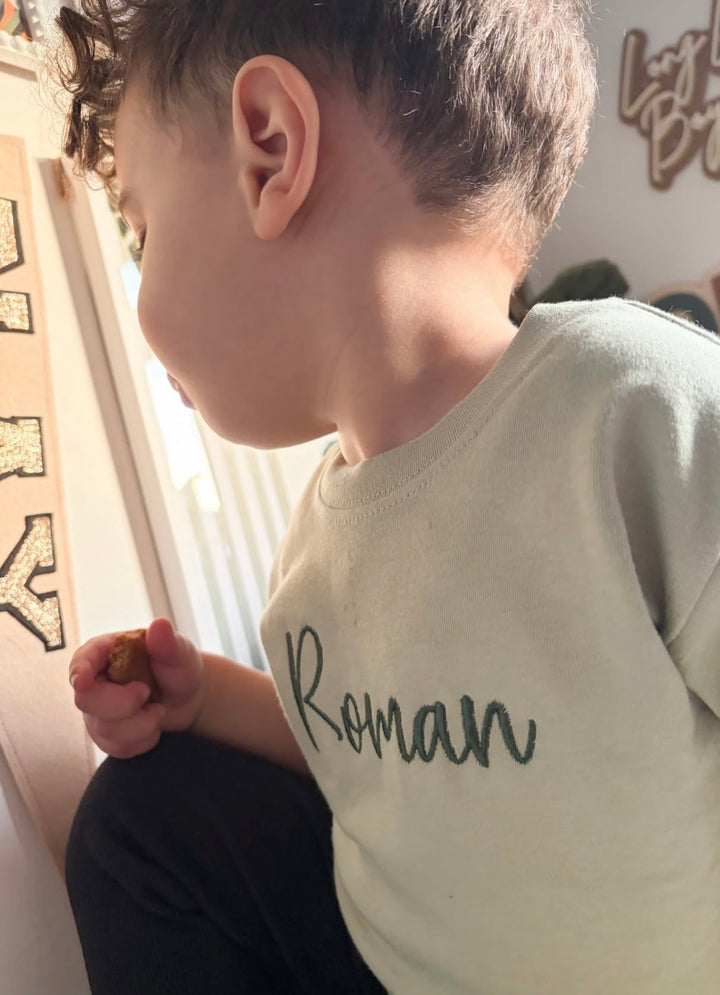Mabel & Fox - Personalised Name T-Shirt - Sage - Mabel & Fox