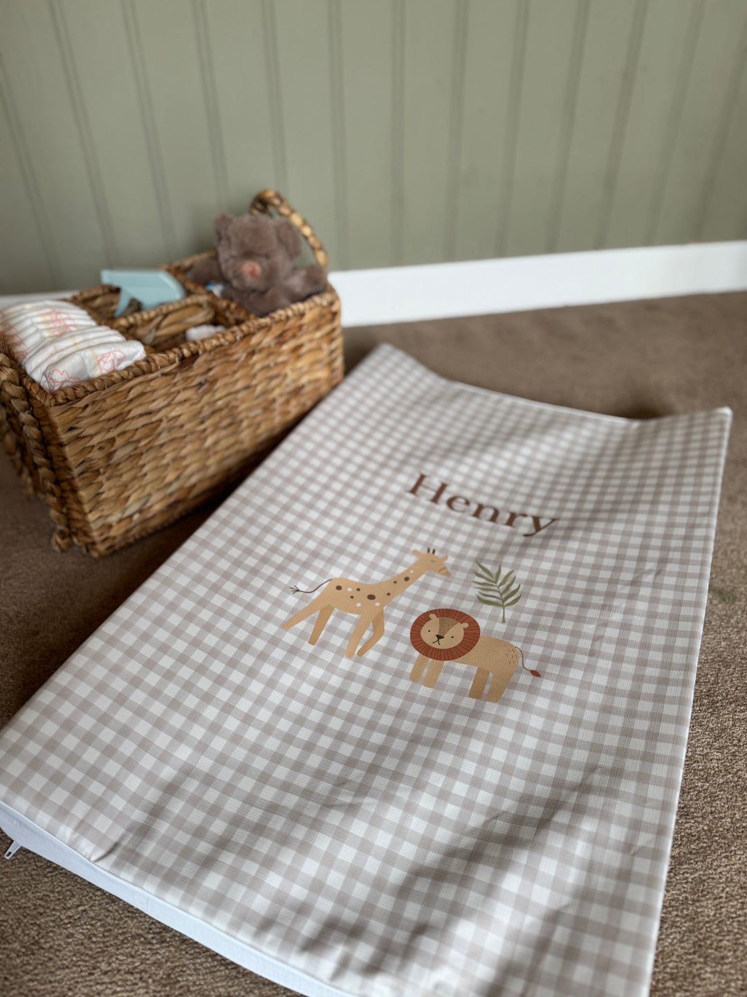 Mabel & Fox - Personalised Wedge Baby Changing Mat - Boho Safari - Mabel & Fox