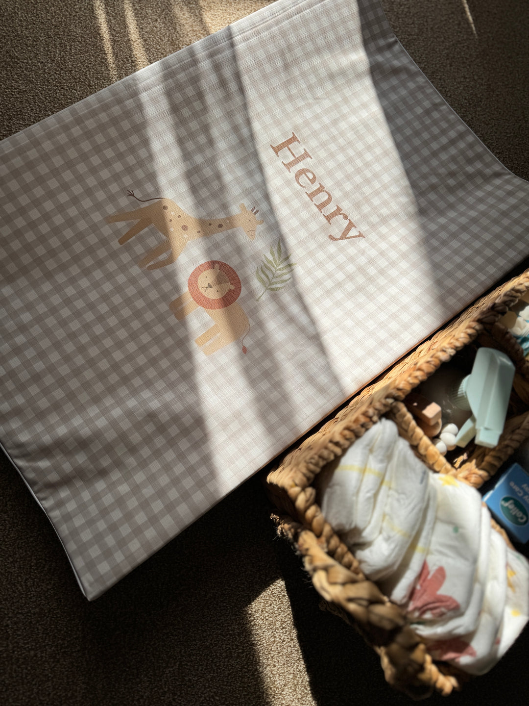 Mabel & Fox - Personalised Wedge Baby Changing Mat - Boho Safari - Mabel & Fox