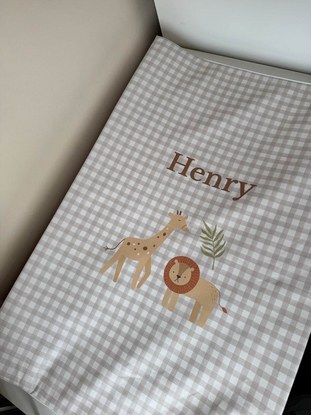 Mabel & Fox - Personalised Wedge Baby Changing Mat - Boho Safari - Mabel & Fox