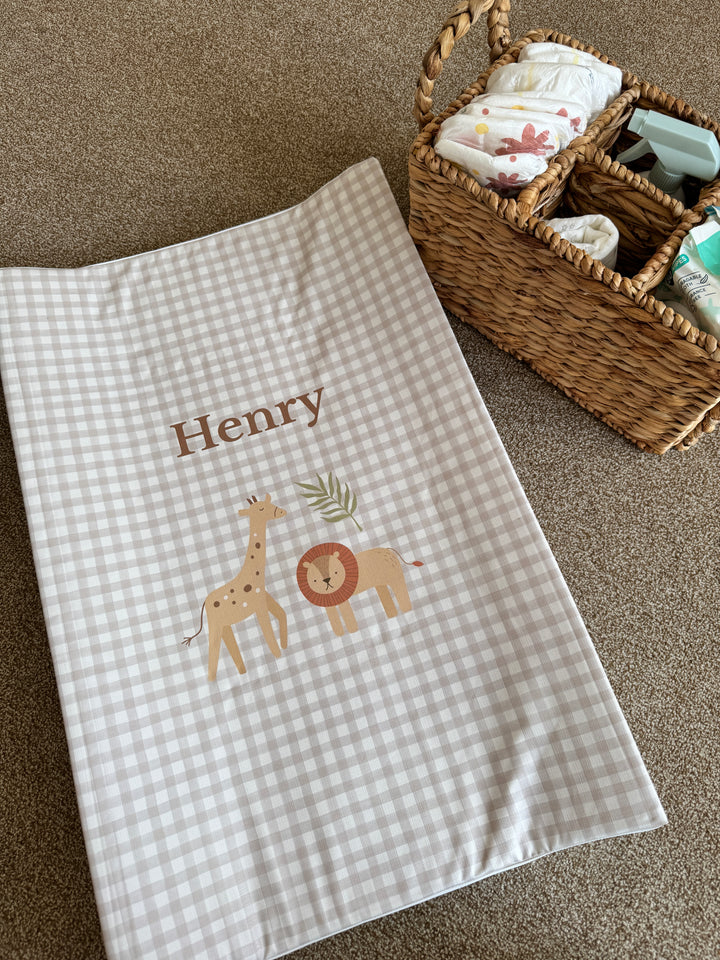 Mabel & Fox - Personalised Wedge Baby Changing Mat - Boho Safari - Mabel & Fox
