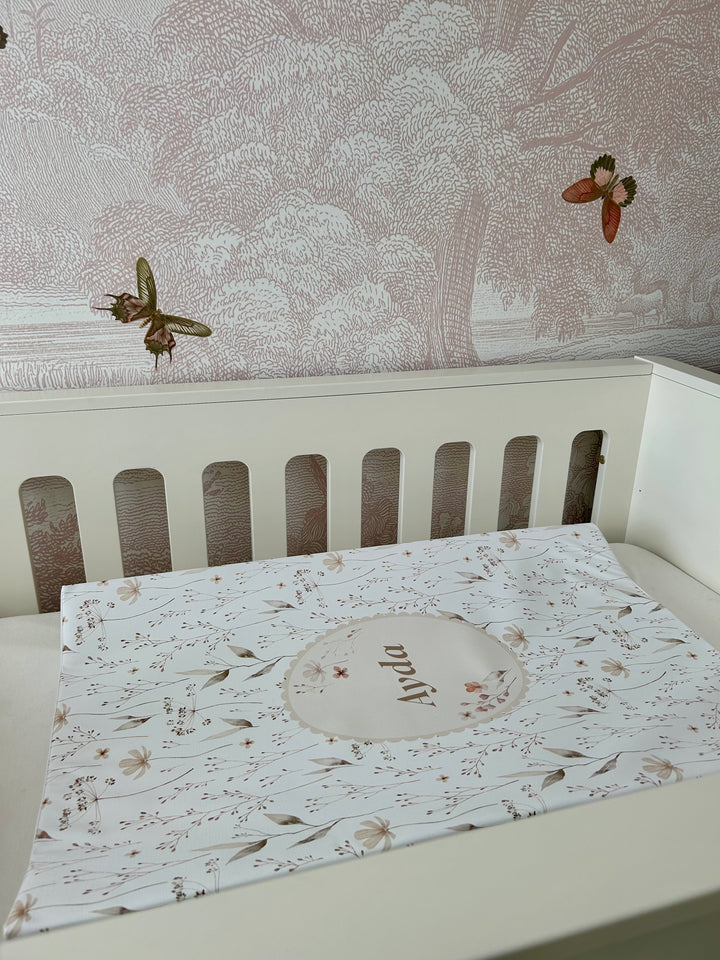 Mabel & Fox - Personalised Wedge Baby Changing Mat - Natural Wildflowers - Mabel & Fox