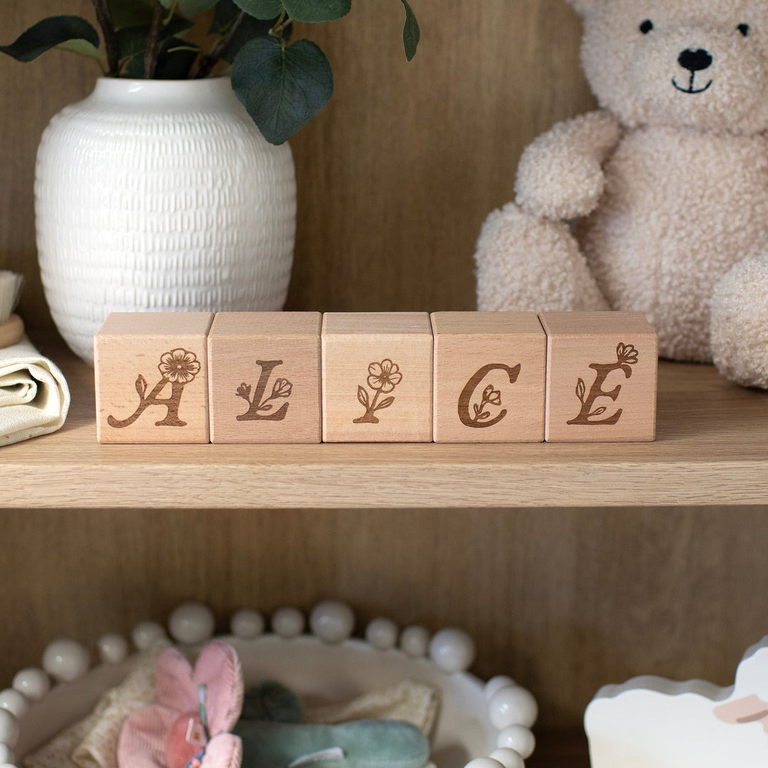 Mabel & Fox - Personalised Wooden Blocks - Wildflower - Mabel & Fox