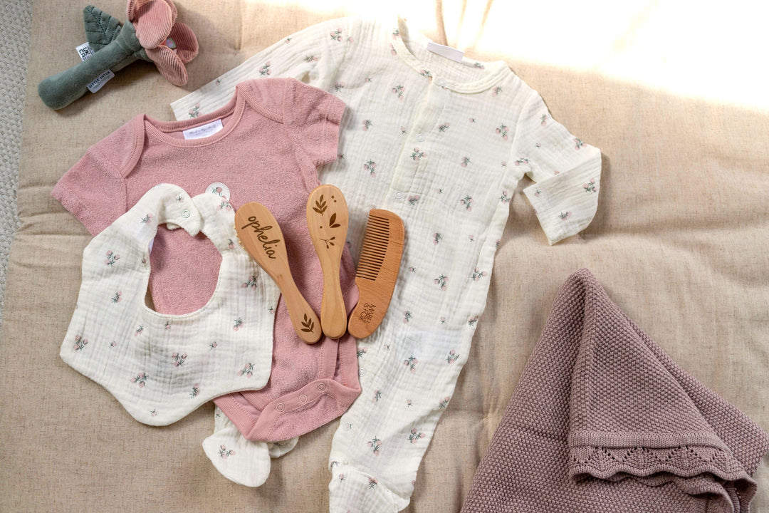 Mabel & Fox - Personalised Wooden Brush Set - Botanical (3 Pack) - Mabel & Fox