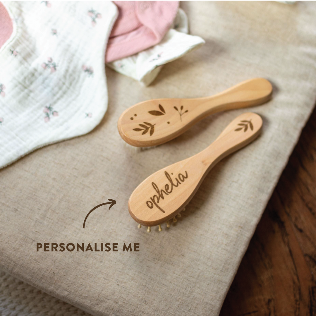 Mabel & Fox - Personalised Wooden Brush Set - Botanical (3 Pack) - Mabel & Fox