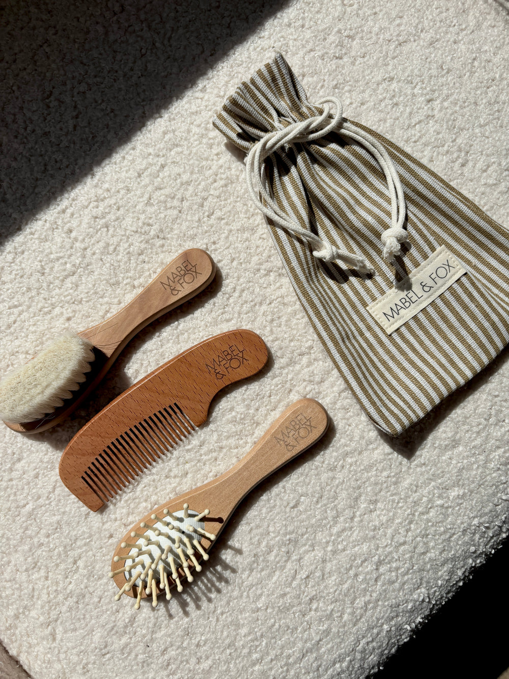 Mabel & Fox - Personalised Wooden Brush Set - Botanical (3 Pack) - Mabel & Fox