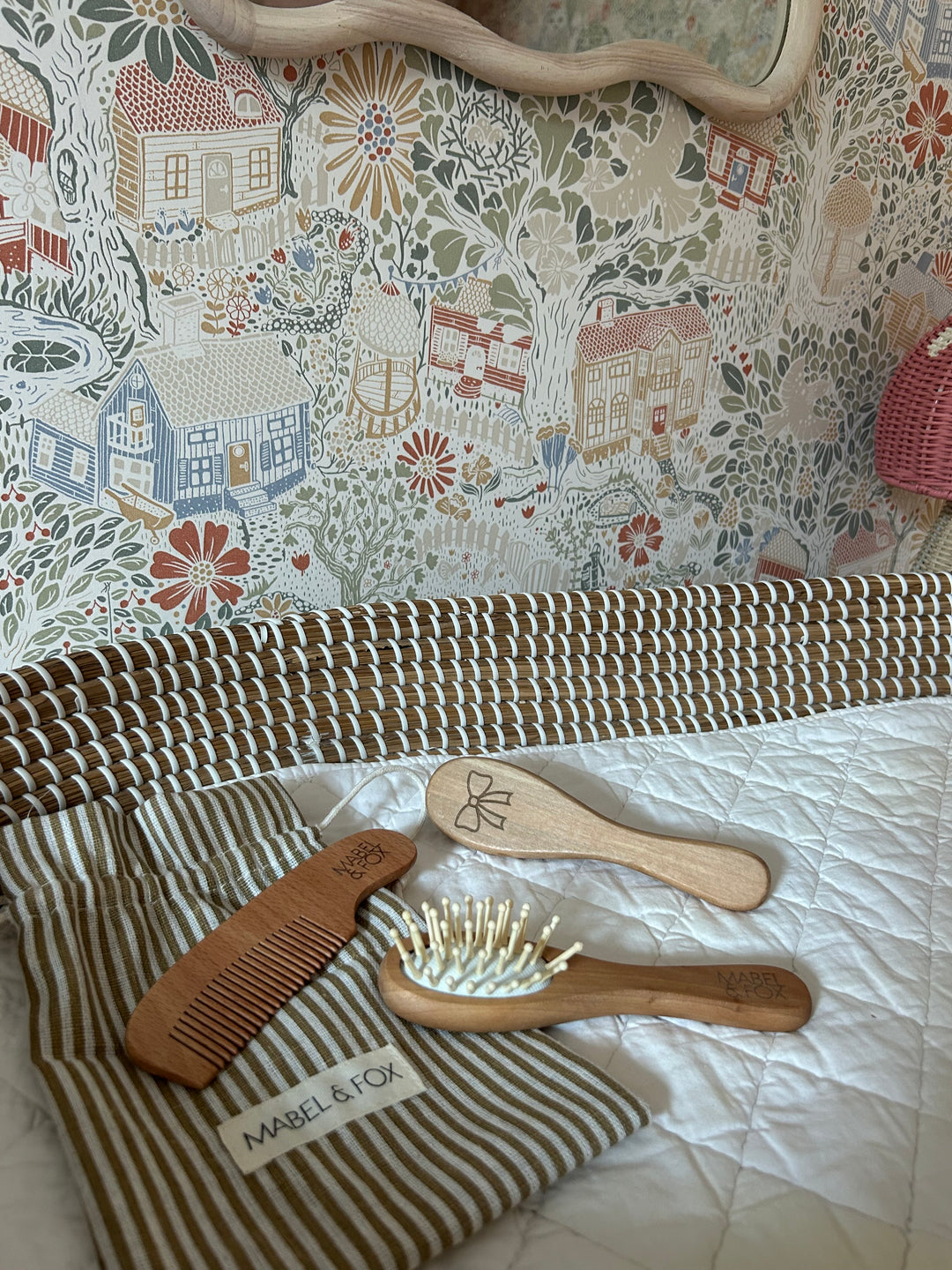 Mabel & Fox - Personalised Wooden Brush Set - Bow Cute - Mabel & Fox