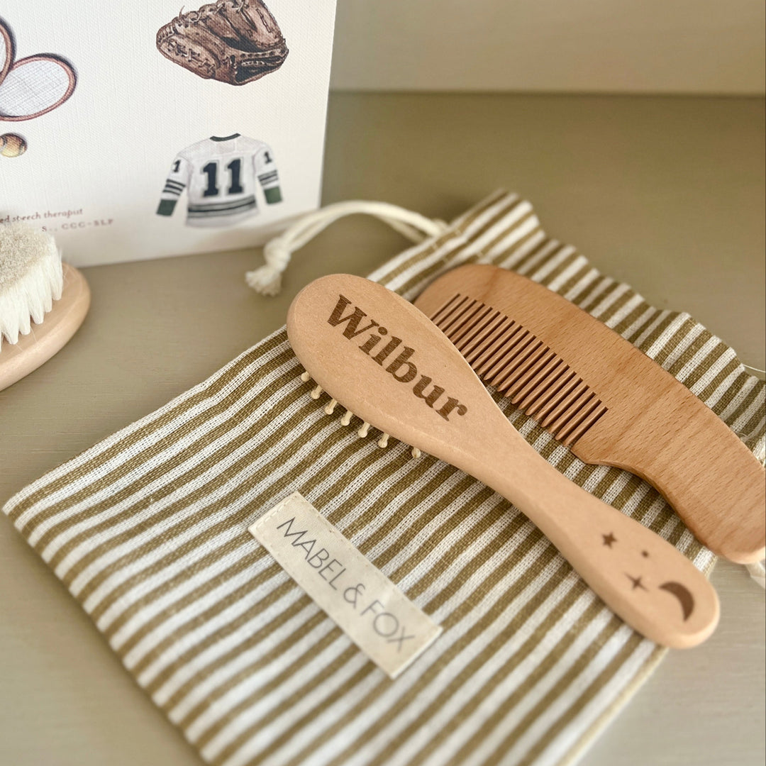 Mabel & Fox - Personalised Wooden Brush Set - Starry Night (3 Pack) - Mabel & Fox