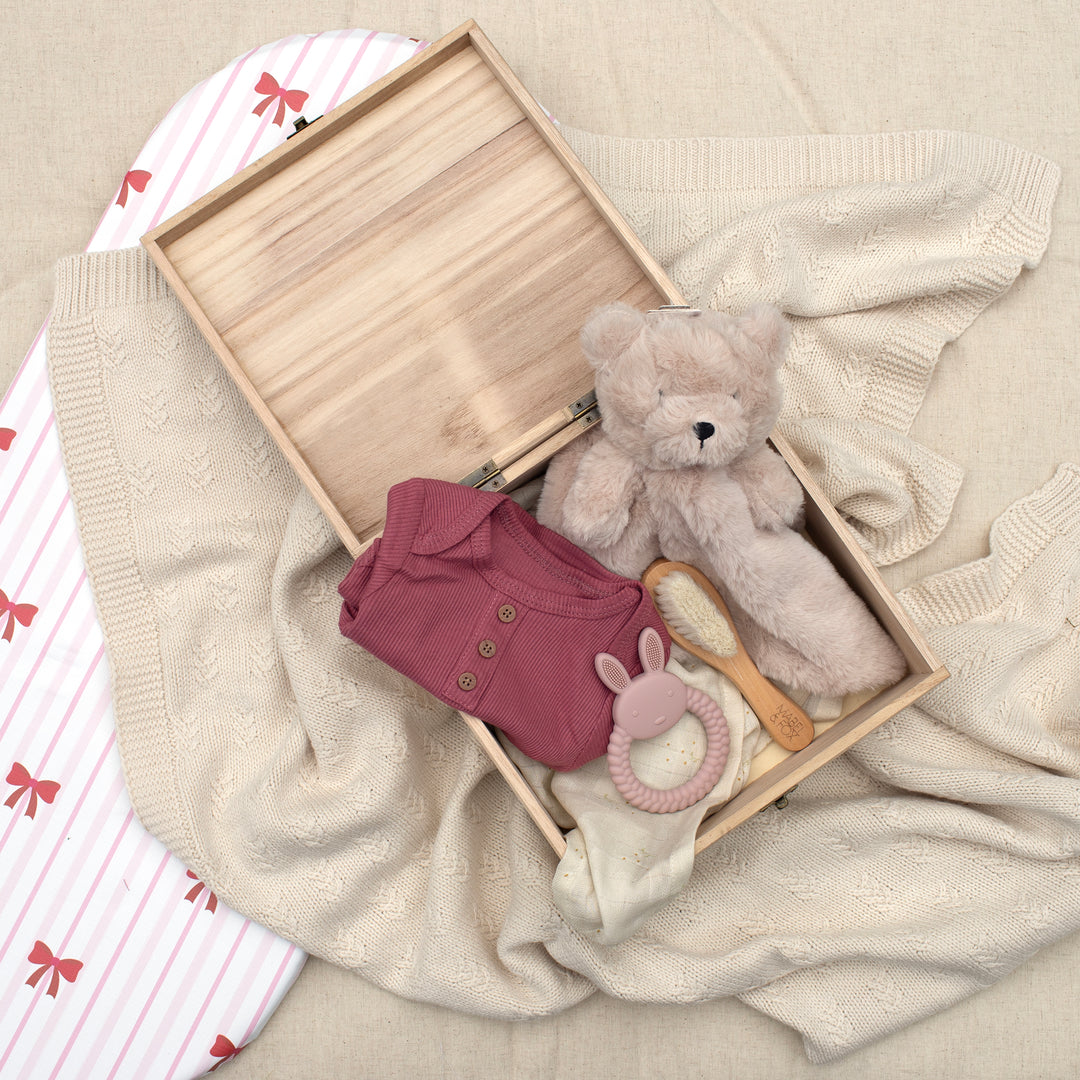 Mabel & Fox - Personalised Wooden Memory Box - Bow Cute - Mabel & Fox
