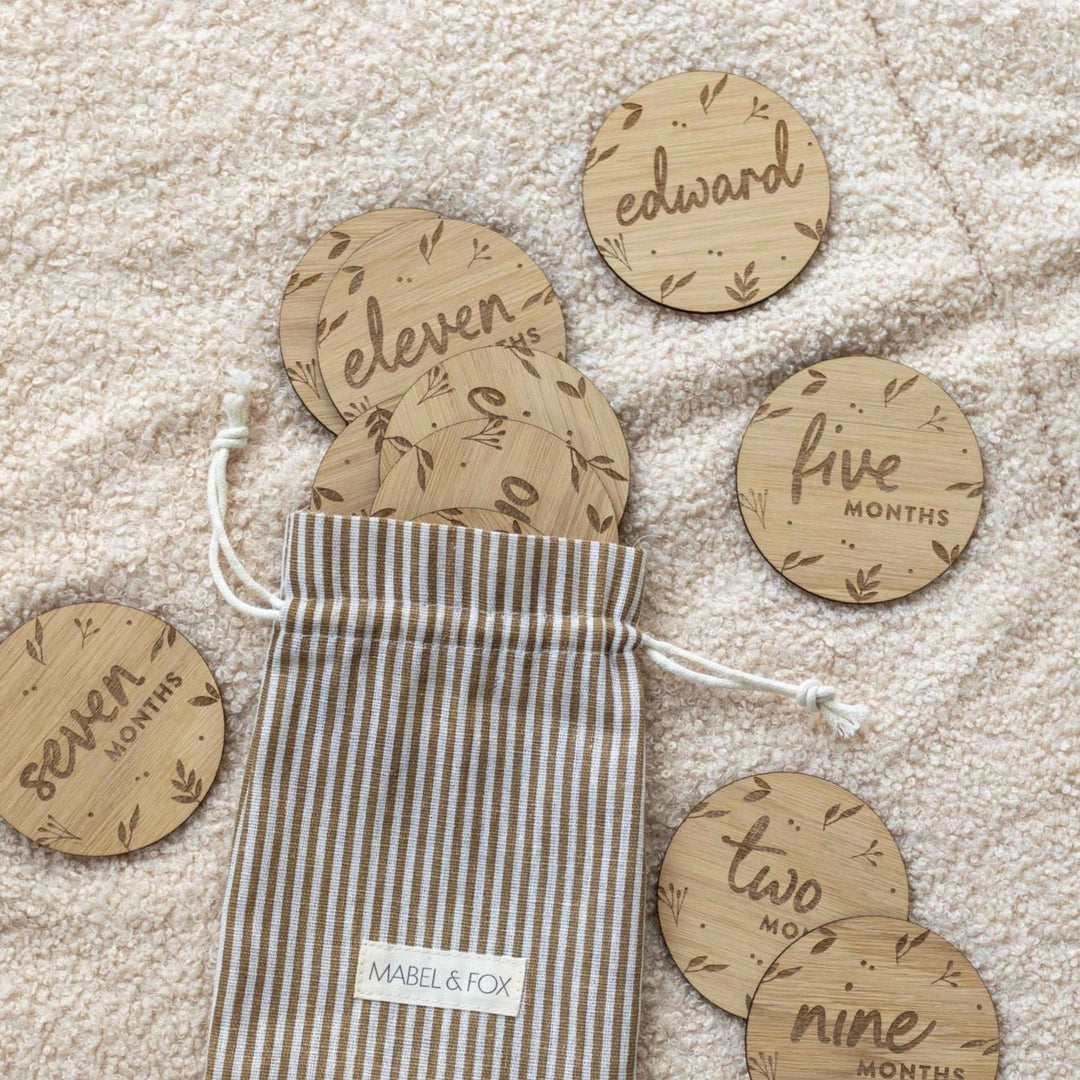 Mabel & Fox - Personalised Wooden Milestone Cards - Botanical - Mabel & Fox