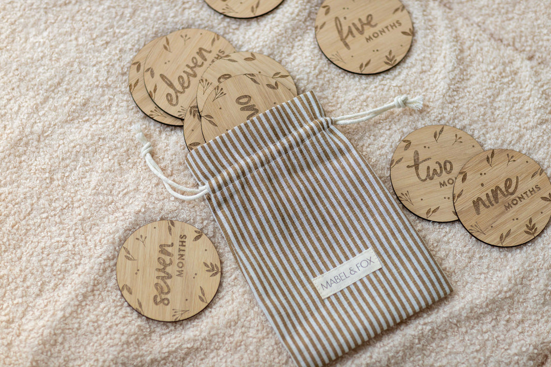Mabel & Fox - Personalised Wooden Milestone Cards - Botanical - Mabel & Fox
