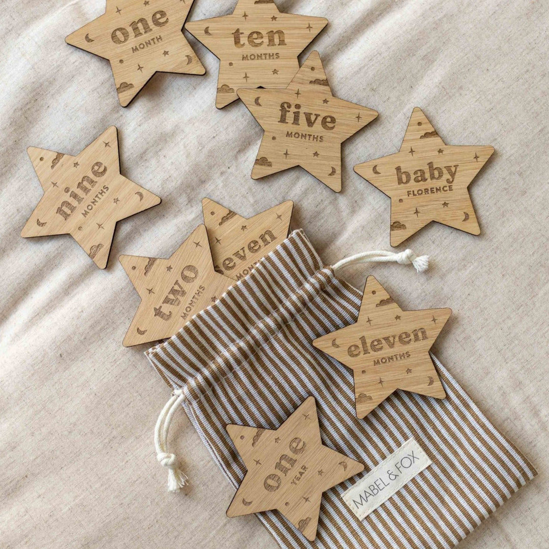 Mabel & Fox - Personalised Wooden Milestone Cards - Starry Night - Mabel & Fox