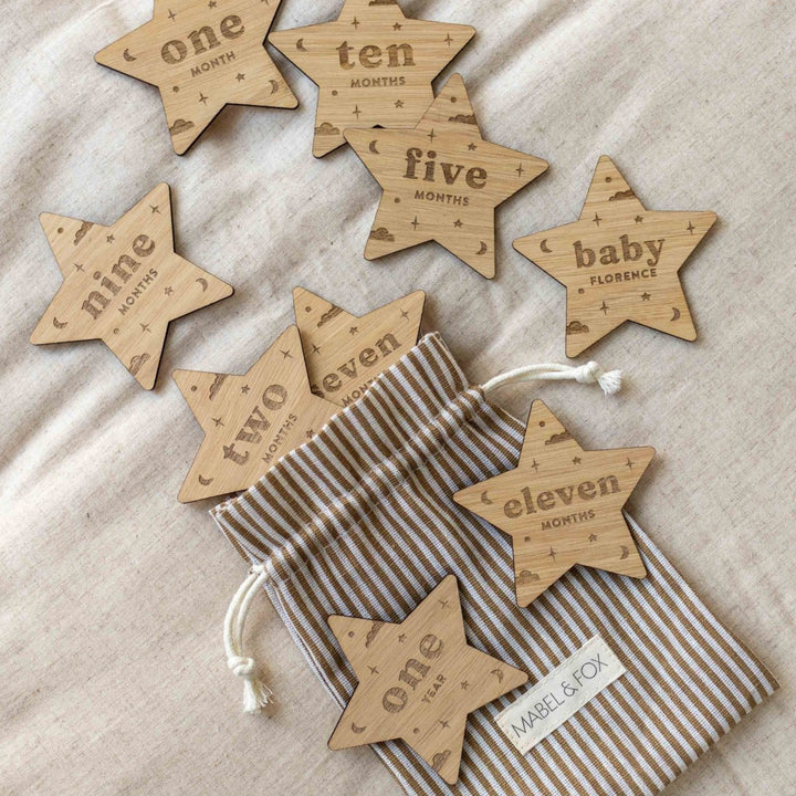 Mabel & Fox - Personalised Wooden Milestone Cards - Starry Night - Mabel & Fox