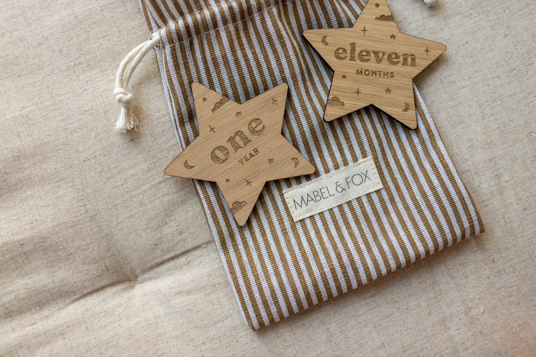 Mabel & Fox - Personalised Wooden Milestone Cards - Starry Night - Mabel & Fox