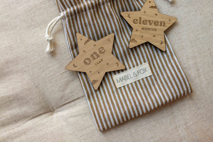 Mabel & Fox - Personalised Wooden Milestone Cards - Starry Night - Mabel & Fox