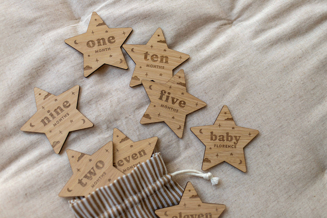 Mabel & Fox - Personalised Wooden Milestone Cards - Starry Night - Mabel & Fox
