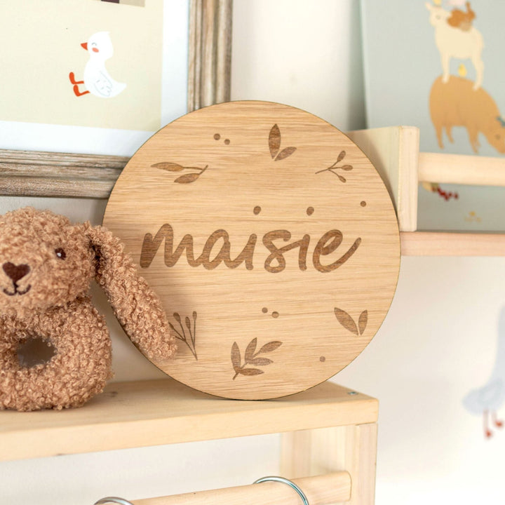 Mabel & Fox - Personalised Wooden Name Sign - Botanical - Mabel & Fox