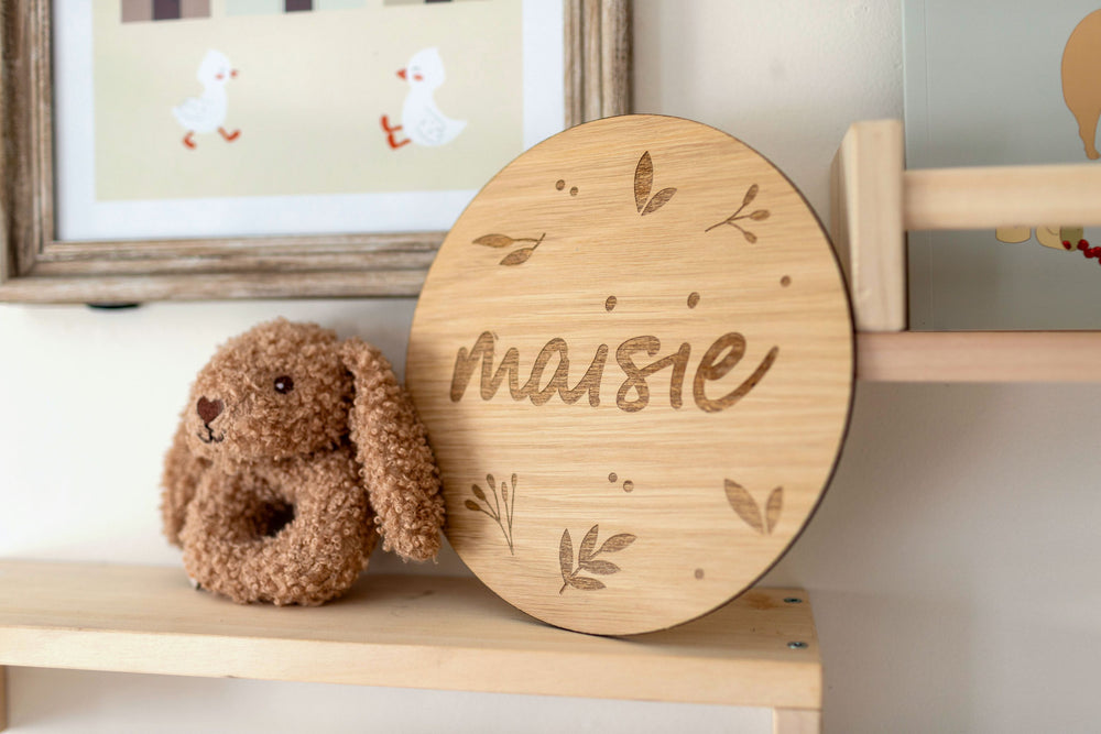 Mabel & Fox - Personalised Wooden Name Sign - Botanical - Mabel & Fox