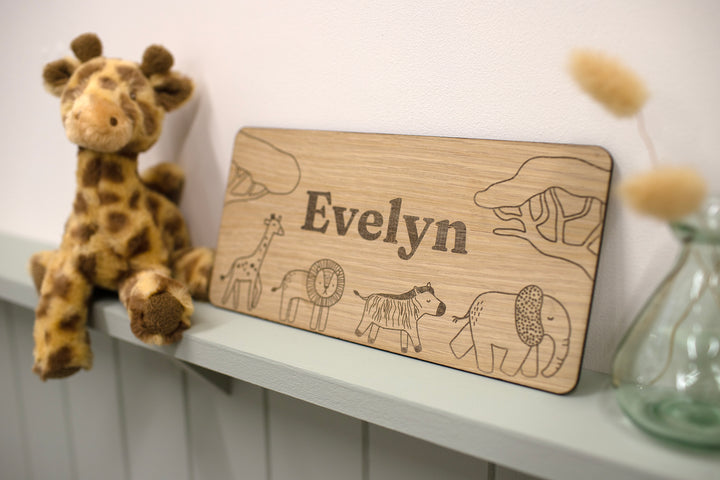 Mabel & Fox - Personalised Wooden Name Sign - Safari - Mabel & Fox