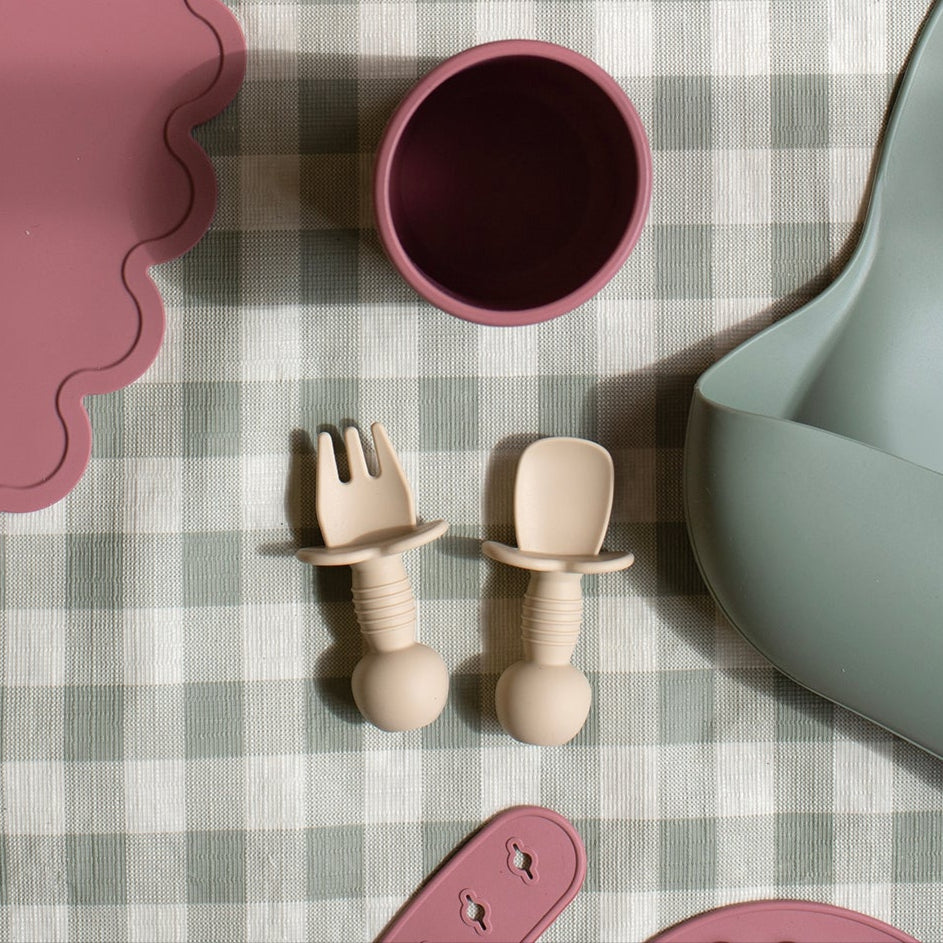Mabel & Fox - Silicone Baby Cutlery - Beige - Mabel & Fox