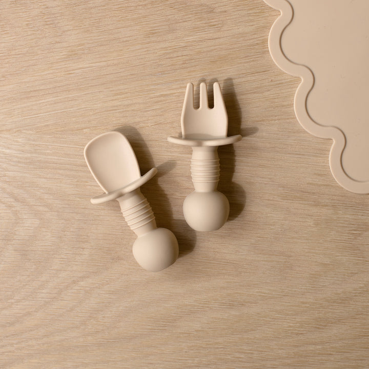 Mabel & Fox - Silicone Baby Cutlery - Beige - Mabel & Fox