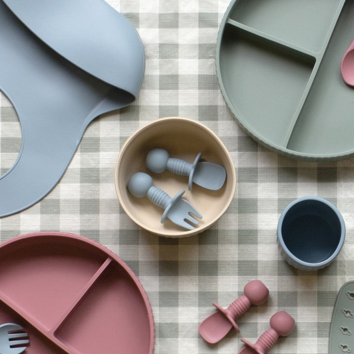 Mabel & Fox - Silicone Baby Cutlery - Blue - Mabel & Fox