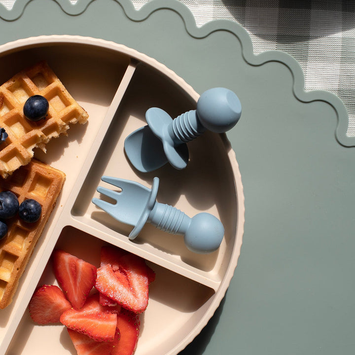 Mabel & Fox - Silicone Baby Cutlery - Blue - Mabel & Fox