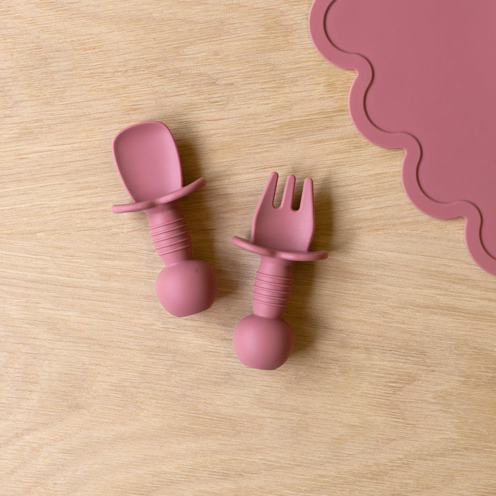 Mabel & Fox - Silicone Baby Cutlery - Pink - Mabel & Fox