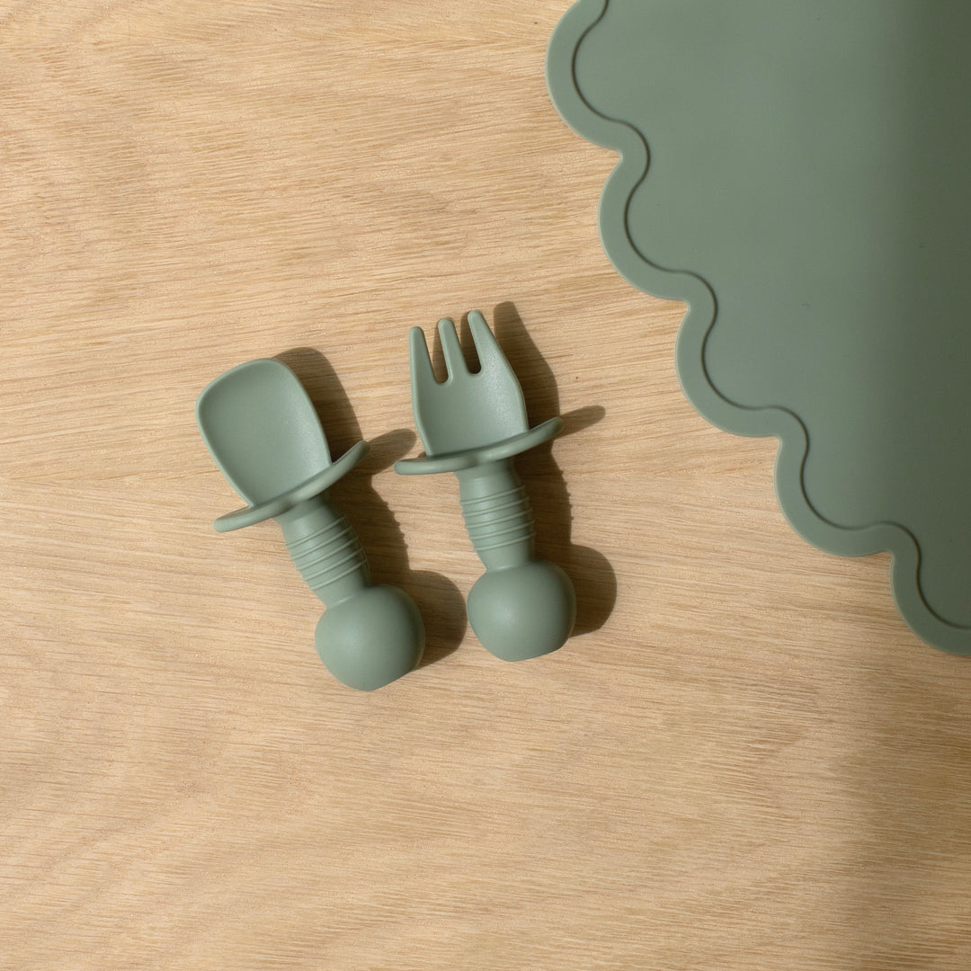 Mabel & Fox - Silicone Baby Cutlery - Sage - Mabel & Fox