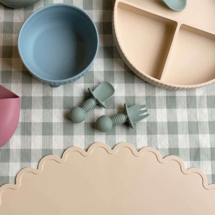 Mabel & Fox - Silicone Baby Cutlery - Sage - Mabel & Fox