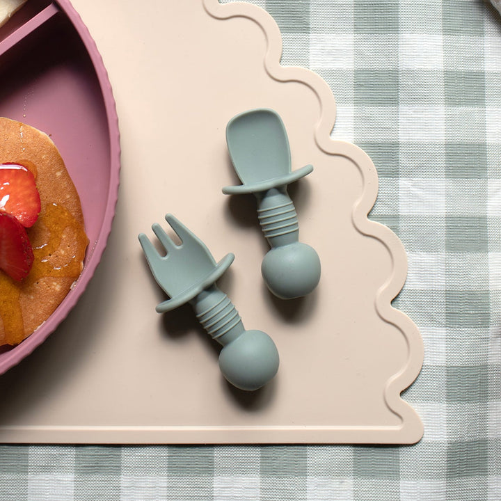 Mabel & Fox - Silicone Baby Cutlery - Sage - Mabel & Fox