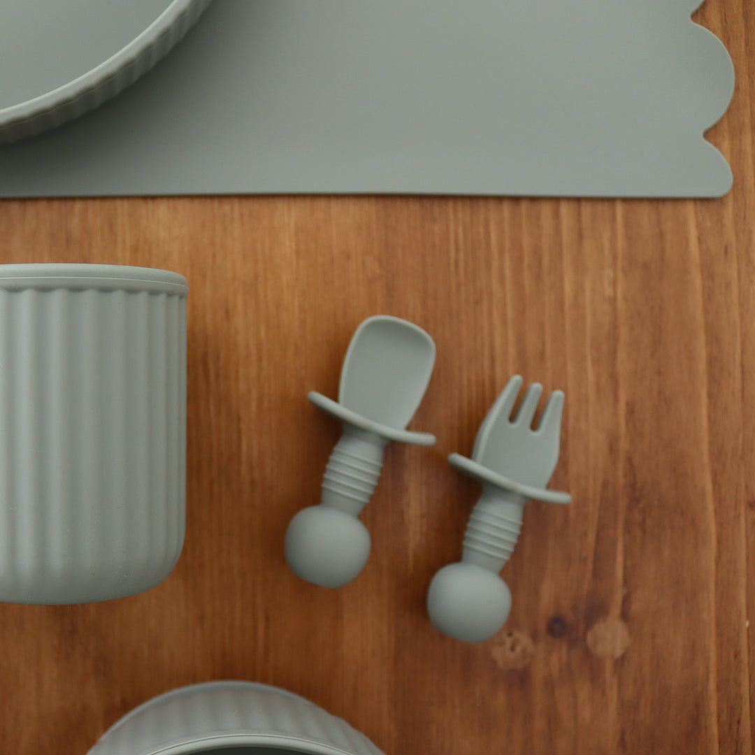 Mabel & Fox - Silicone Baby Cutlery - Sage - Mabel & Fox