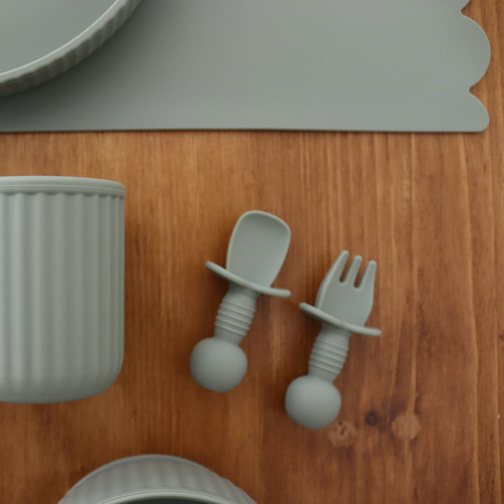 Mabel & Fox - Silicone Baby Cutlery - Sage - Mabel & Fox
