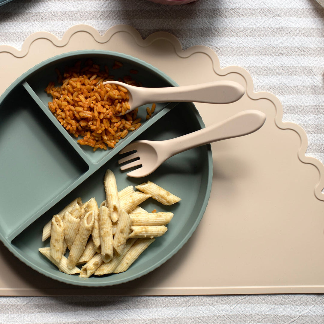 Mabel & Fox - Silicone Spoon & Fork Set - Beige - Mabel & Fox