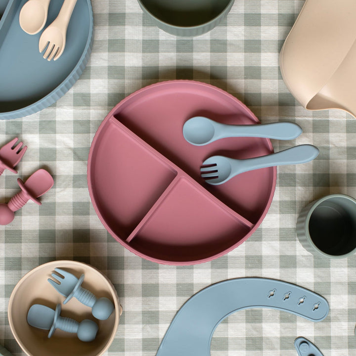 Mabel & Fox - Silicone Spoon & Fork Set - Blue - Mabel & Fox