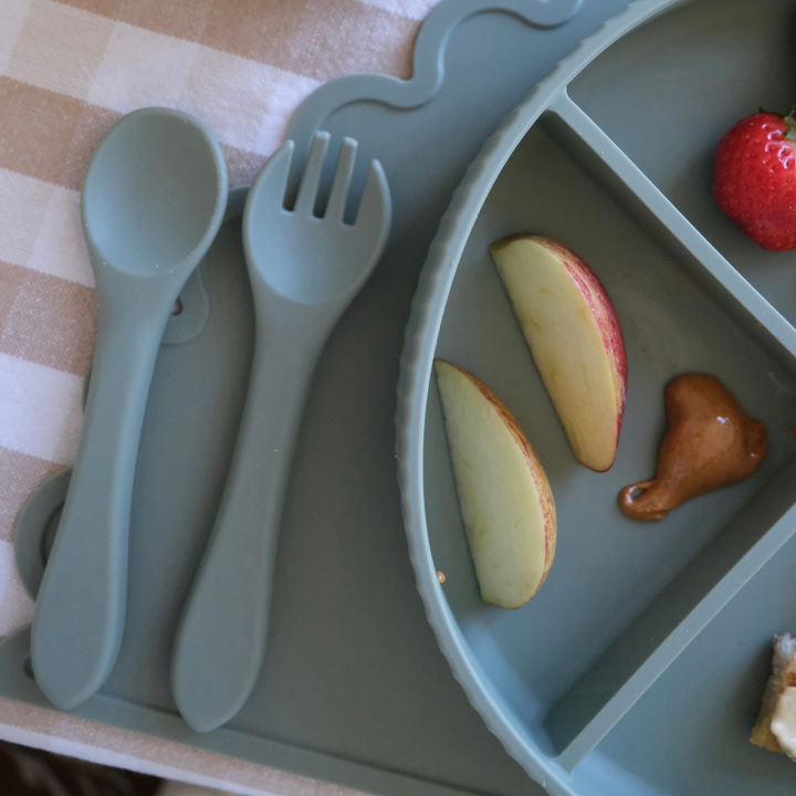 Mabel & Fox - Silicone Spoon & Fork Set - Blue - Mabel & Fox