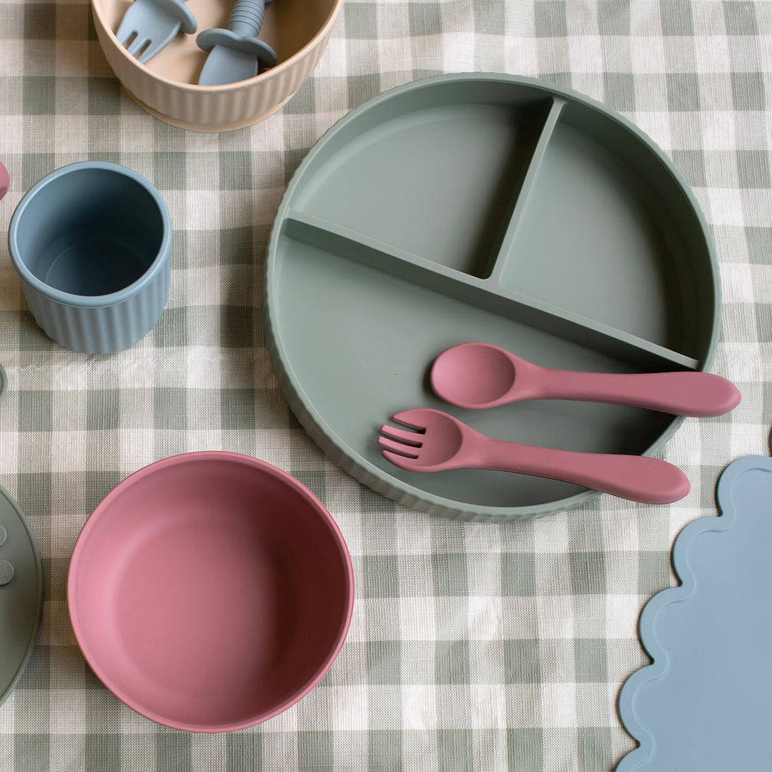 Mabel & Fox - Silicone Spoon & Fork Set - Pink - Mabel & Fox