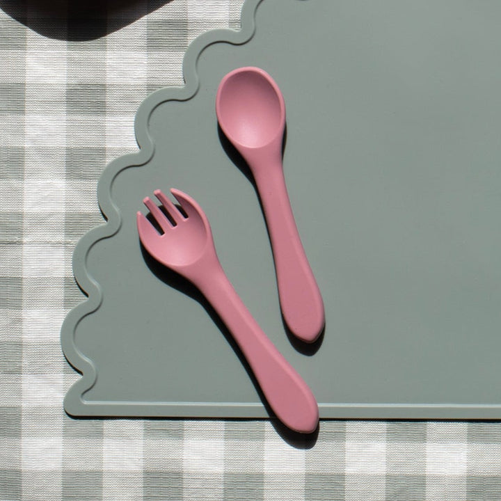 Mabel & Fox - Silicone Spoon & Fork Set - Pink - Mabel & Fox