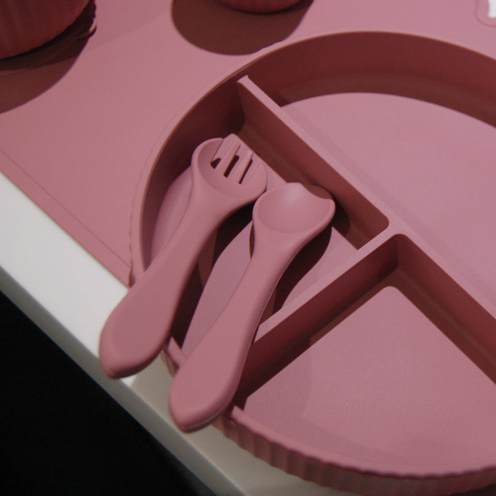 Mabel & Fox - Silicone Spoon & Fork Set - Pink - Mabel & Fox