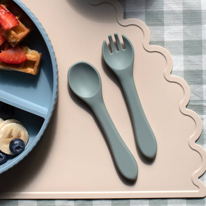 Mabel & Fox - Silicone Spoon & Fork Set - Sage - Mabel & Fox