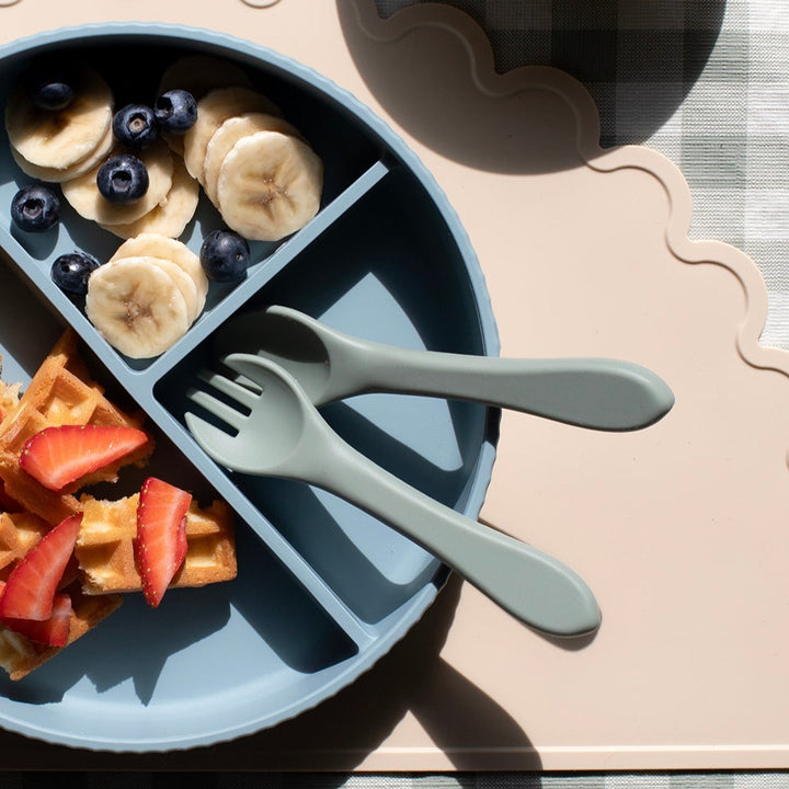 Mabel & Fox - Silicone Spoon & Fork Set - Sage - Mabel & Fox